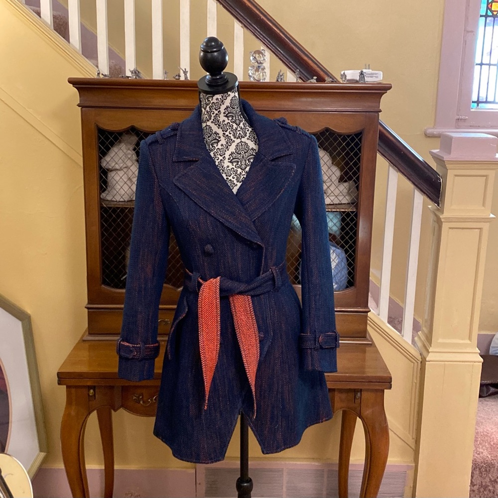 Laveer Navy & Orange Tweed Jacket.